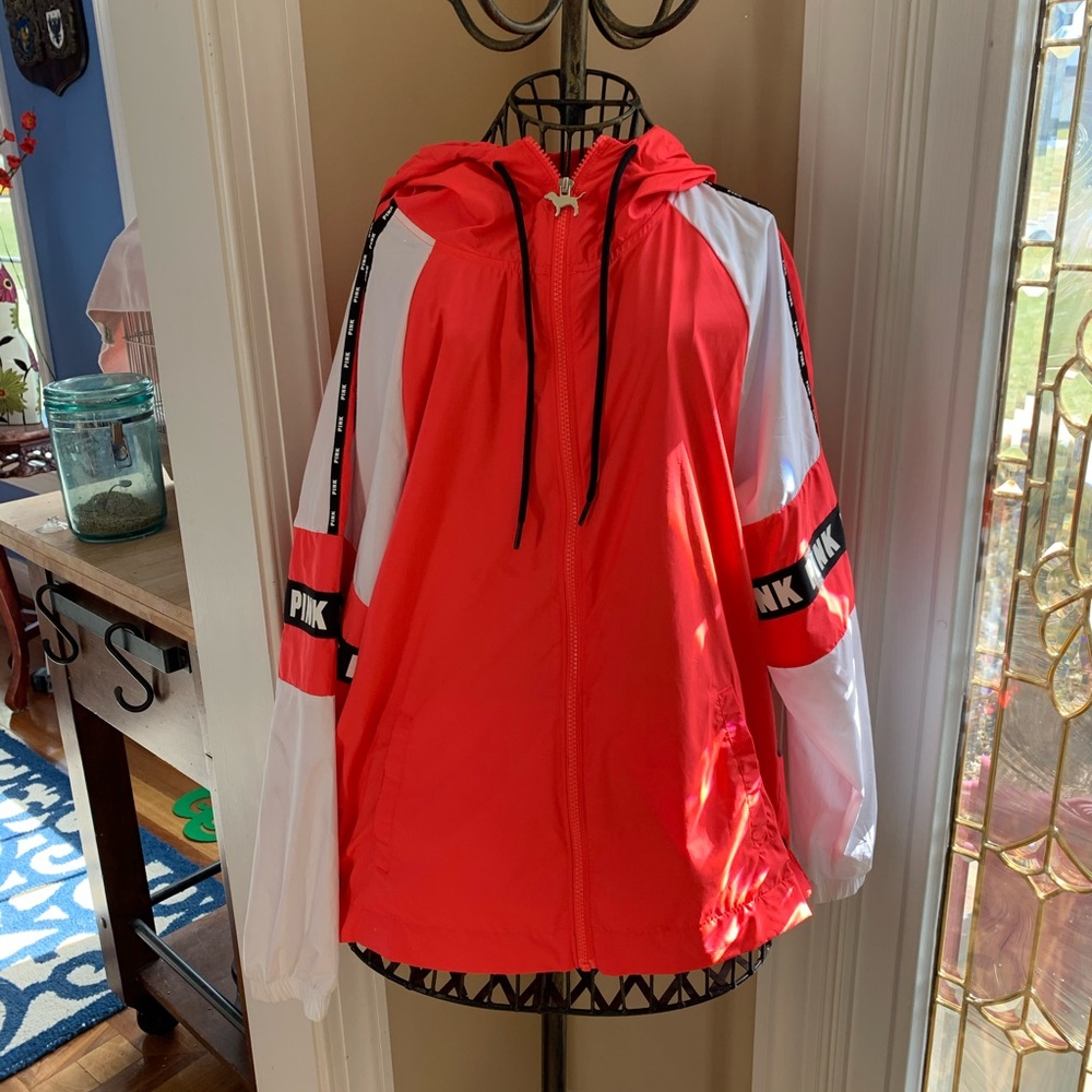 PINK polyester rain jacket